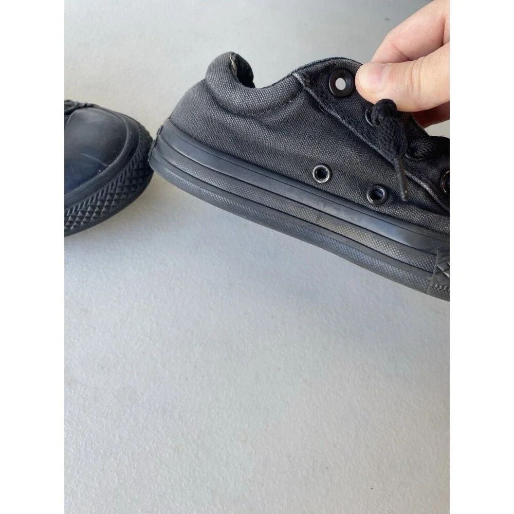 Converse Chuck Taylor All Star Street Ox Black Mono Slip On Shoes Junior Size 2